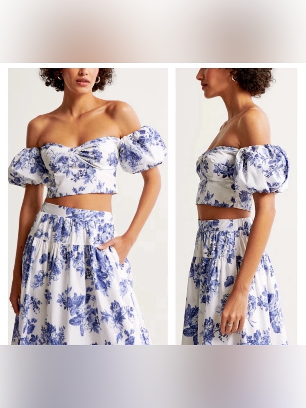Abercrombie & Fitch White Maxi Skirt with Blue Floral Print - Picture 15 of 15